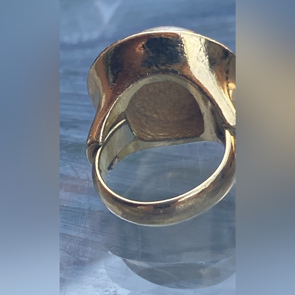 Vintage Christian Dior Faux Pearl Rhinestone Glass Ring Gold Tone size 8/9 - Picture 3 of 6